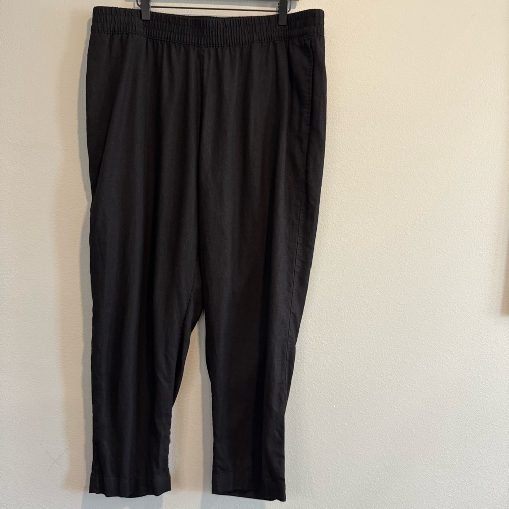 Old Navy High-Rise Straight Pants Ankle 27.5” Linen Blend Comfort Waistband XL